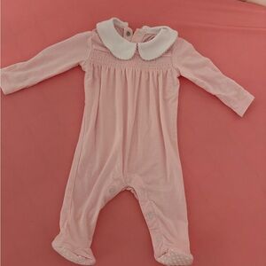 Angel Dear Pink Baby Footie with White Collar